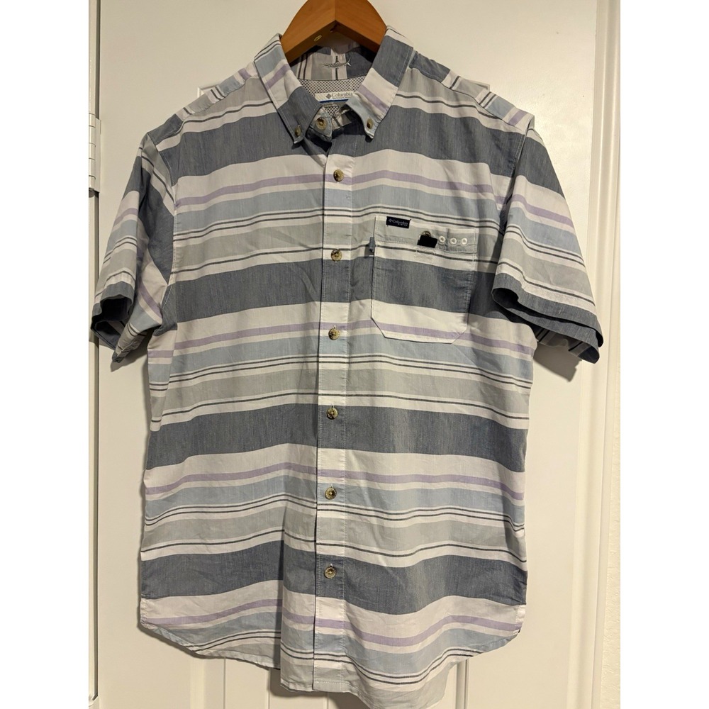 Columbia PFG Men's Striped Button-Up Shirt M outdoor fishing athleisure